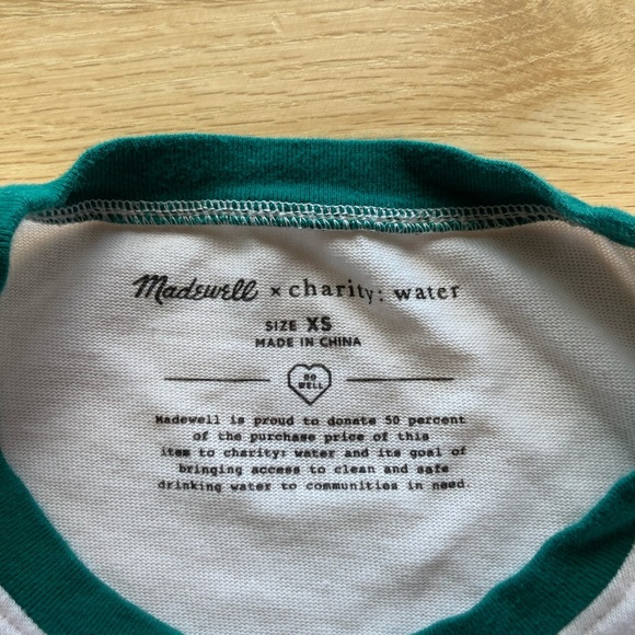 Madewell Retro Ringer Earth Day Tee XS EUC Cream & Green - Picture 3 of 7